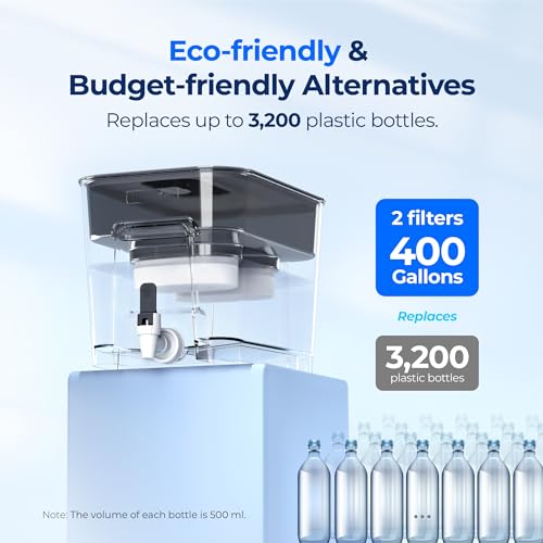WFD-22L-DF Water Filter Dispenser, 40-Cup Water Purifier, Black (Black)