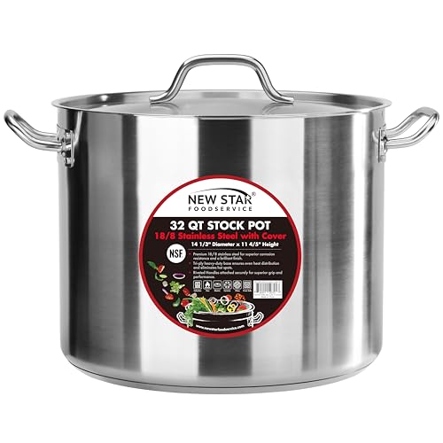 32 Qt Stainless Steel Stock Pot with Cover (32 QT)