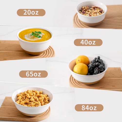 Ceramic Serving Bowls Set of 4 (White / 84+65+40+20 oz)