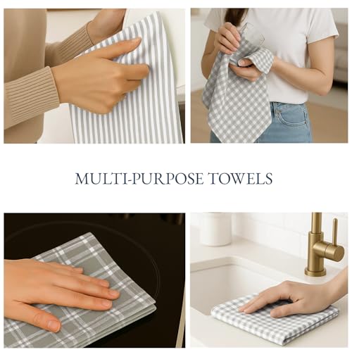 Cotton Kitchen Towels Set (18"x28" - 4 Pack / 08: Slate Grey)