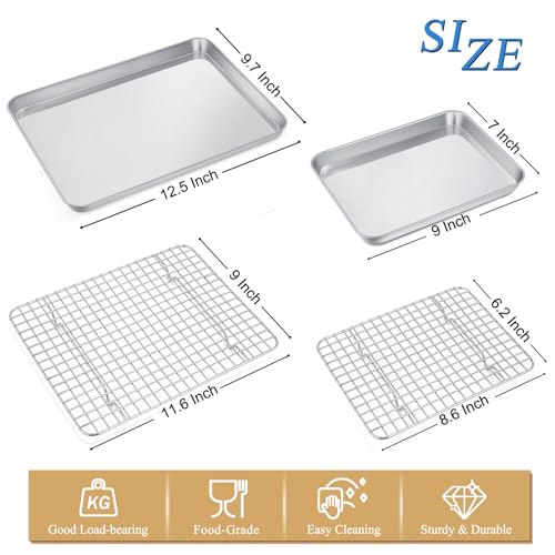 12.5+9 Inch Toaster Oven Pan Tray with Wire Rack (12.5 + 9 Inch)