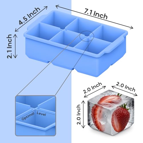 Large Silicone Ice Cube Tray (Blue / 3-Pack)