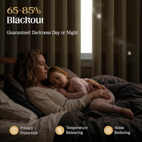 Beige Blackout Curtains 108 inch Length 2 Panels Set (Beige / 52"W x 108"L (Pack of 2))