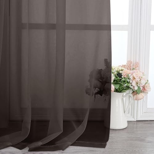 Chocolate Sheer Curtains 78 Inches Long 2 Panels (Chocolate / 42"W x 78"L (Pack of 2))