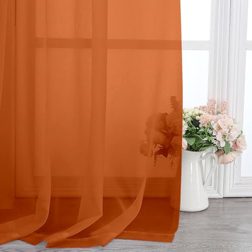 Orange Sheer Curtains 78 Inches Long 2 Panels (Orange / 42"W x 78"L (Pack of 2))