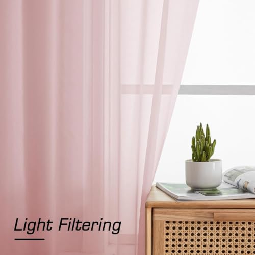 Blush Pink Sheer Curtains 84 Inches Long 2 Panels Set for Living Room (59"W x 84"L (Pack of 2) / Blush Pink)