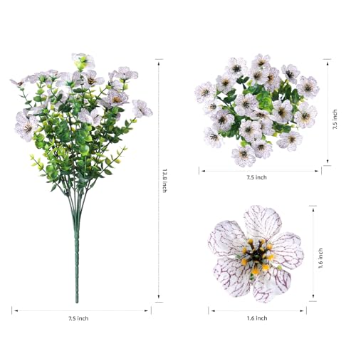 Artificial Flowers for Outdoor Indoor Garden Home Decoration (Creamy White)