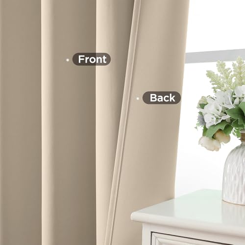 Light Beige Blackout Curtains 63 inch Length 2 Panels Set (Light Beige / 52"W x 63"L (Pack of 2))