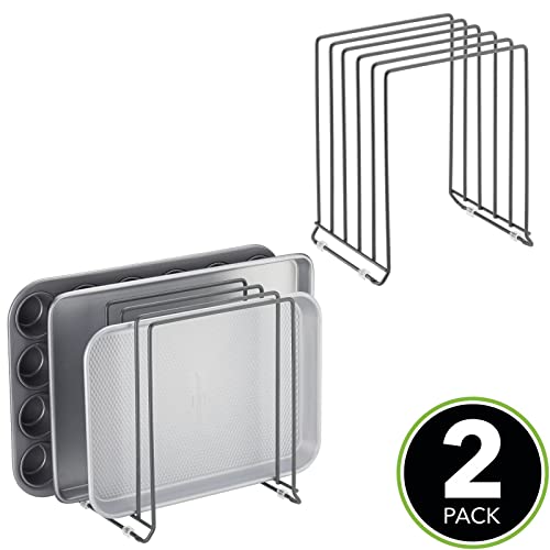 X Large Steel Storage Tray Organizer Rack for Kitchen Cabinet (Graphite Gray / Pack of 2)