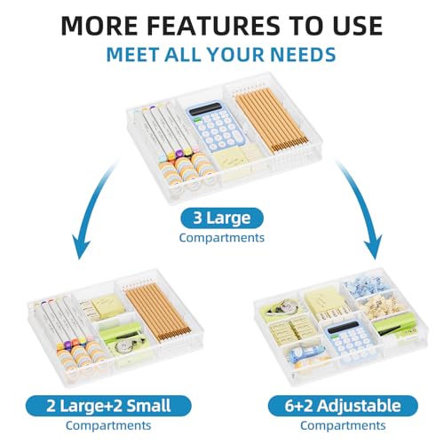 Desk Drawer Organizer (White / 12 x 8.5 x 1.8)