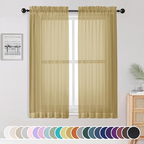 Gold Sheer Curtains (Gold / 42"W x 63"L (Pack of 2))