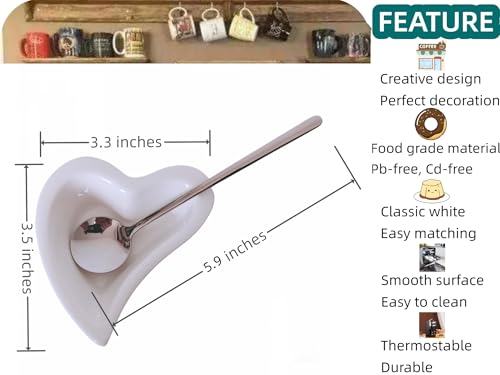 Coffee Spoon and Rest for Coffee Bar Accessories (White)