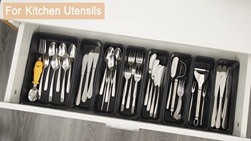 15PCS Plastic Drawer Organizer (Black / 15 pieces)