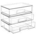 12.1''W Clear Stackable Storage Drawers (Wide-3pack-Clear)