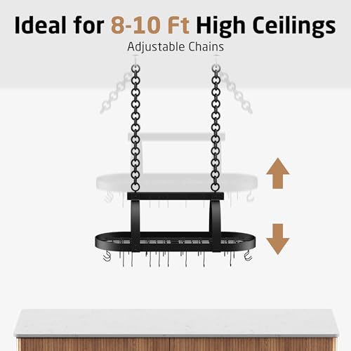 48 Inch Large Hanging Pot Rack (Black / 48-Inch)