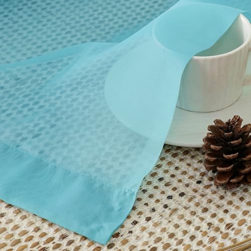 Aqua Sheer Curtains 63 Inch Length 2 Panels Set for Living Room (42"W x 63"L (Pack of 2) / Aqua)