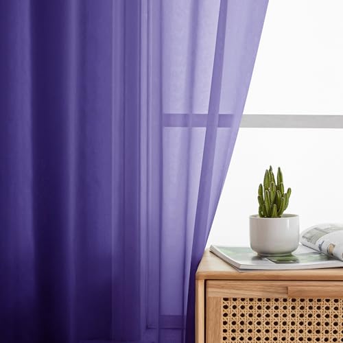 Purple Sheer Curtains 96 Inches Long (Purple / 42"W x 96"L (Pack of 2))