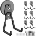 6 Pack Heavy Duty Storage Magnetic Utility Hooks Large Garage Strong Extra Magnet Hooks Hanger with Anti (2.6" Magnet-6 Pack-Black)
