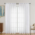 White Sheer Curtains 72 Inches Long 2 Panels Set (White / 59"W x 72"L (Pack of 2))