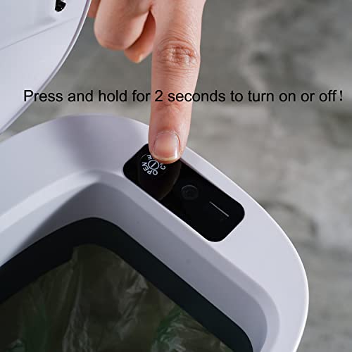 14 Liter Automatic Trash Can with Lid (14L White)