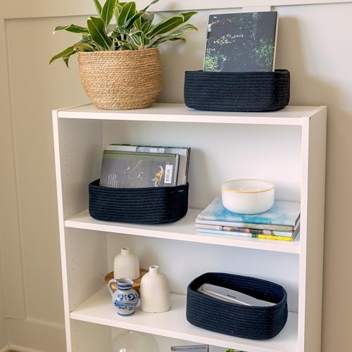 11.8"x8"x4.5” Rectangle Storage Baskets for Shelves 3 Pack (Black / 11.8" x 8" x 4.5")