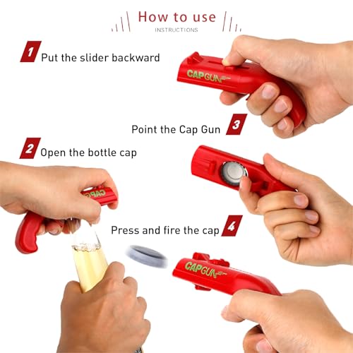Cap Shooting Bottle Opener Gun (4PC black red)