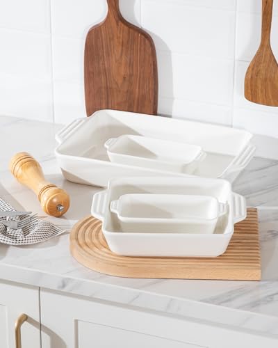 Sweejar Ceramic Bakeware Set of 4 (White / Baking dish)