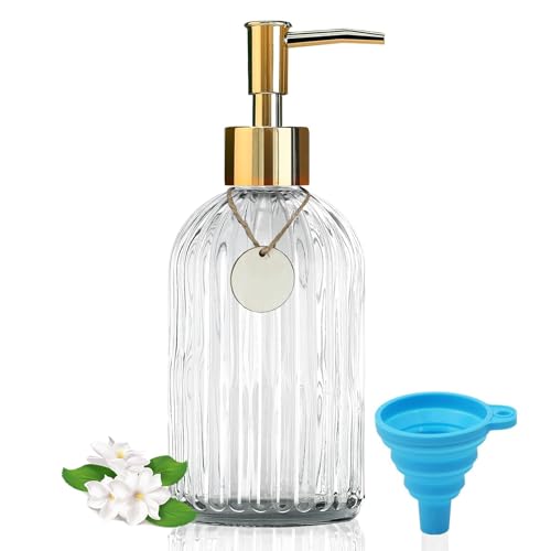14Oz Clear Glass Soap Dispenser with Plastic Pump (Clear)