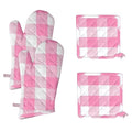 Buffalo Plaid Check Oven Mitts and Pot Holders Set of 4 (Buffalo, Rose Pink)