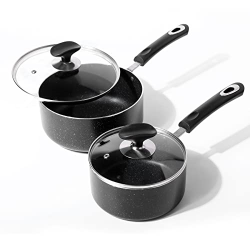 Nonstick Saucepan Set (Black / 1.5+2.5 sets)