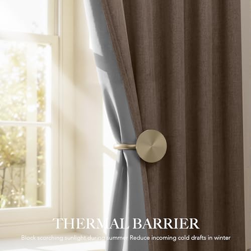 Brown 100% Blackout Curtains 84 Inches Long for Bedroom Nursery (Brown / 52"W x 84"L (Pack of 2))
