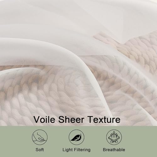 Ivory Sheer Curtains 96 inch Long 2 Panels for Living Room 59" Wide (Ivory / 59"W x 96"L (Pack of 2))