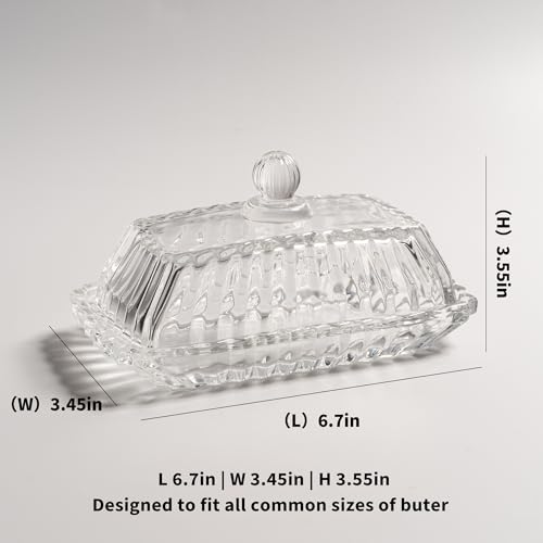 Clear Glass Butter Dish with Lid (clear lid)