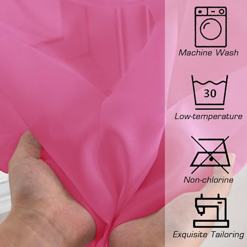 Sheer Hot Pink Curtains for Bedroom Living Room 63 Inch Length 2 Panels Set (Hot Pink / 42"W x 63"L (Pack of 2))