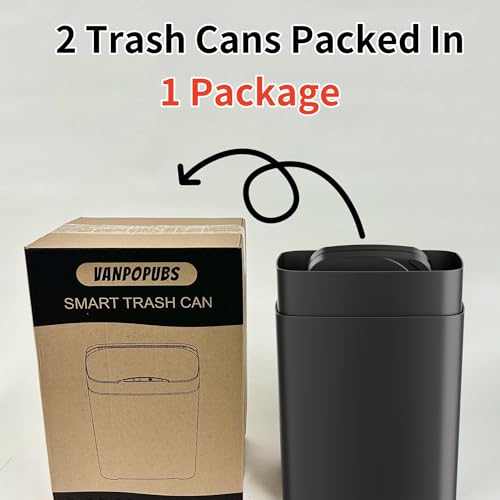 2 Pack 2.7 Gal Bathroom Trash Can with Lid (Black / 2.7 Gal)