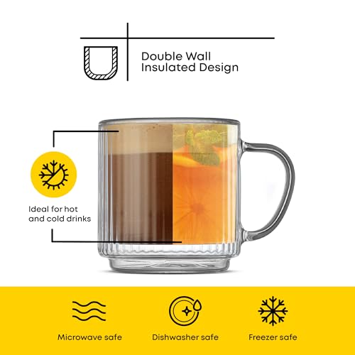 Haven Stackable Fluted Glass Mugs Set of 2 (Espresso Cups)