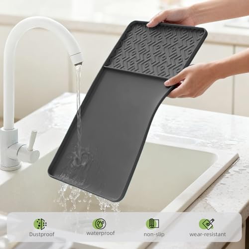 Silicone Coffee Mat with Raised Edges 19" x 12" (Black / 19" x 12")