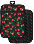 Silcone Cherry Pot Holders for Kitchen (Black Red)