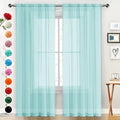Basic Rod Pocket Sheer Voile Window Curtain Panels Sky Blue 1 Pair 2 Panels 52 Width 54 Inch Long for Kitchen Bedroom Children Living Room Yard（Sky Blue (Sky Blue / 52"W x 54"L (Pack of 2))