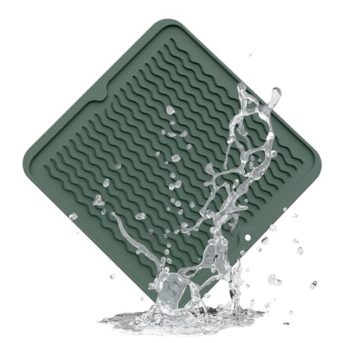 4-in-1 Silicone Mat: Air Fryer & Coffee Maker, 12"x12", Dark Green (Dark Green / 12" x 12")