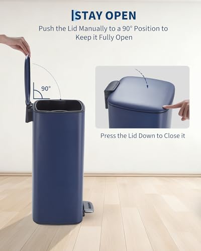 8 Gallon Trash Can for Kitchen (Navy Blue)