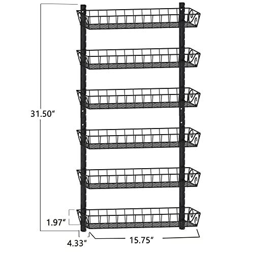 Adjustable Wall Mount Spice Rack (6-Tier / Black)