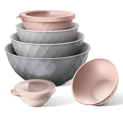 Mixing Bowls with Lids (Grey/Pink Diamond)