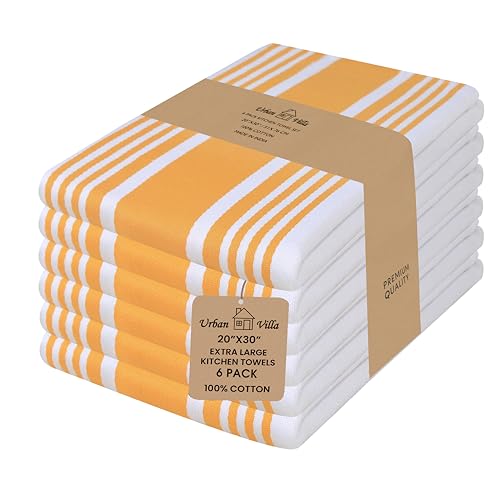 Kitchen Towels Cotton Dish Towels 20”x30” (20" x 30" (Set of 6) / 014 Yellow/White)