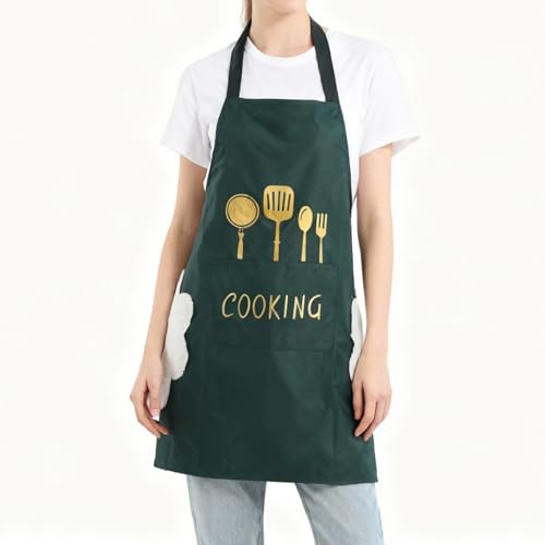 Women Kitchen Apron with Hand Wipe Pockets (4pack)