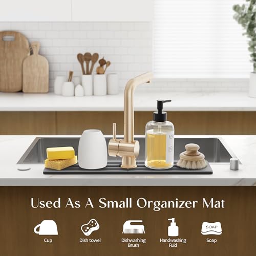 Large Faucet Mat for Kitchen Sink (23.6" x 5.5" / Dark Gray)