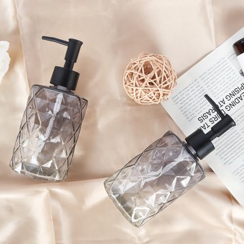 Glass Soap Dispenser with Plastic Pump (Gradient Diamond Black)