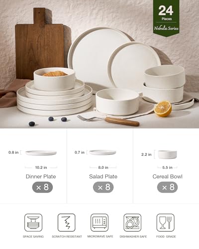 Nebula 24 Piece Dinnerware Set (Matte Beige White / Service for 8 (Standard Dinner Set))
