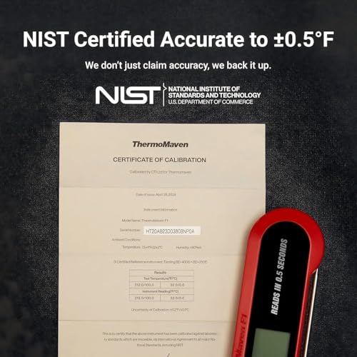 Professional 3X Faster 0.5sec Instant Read Meat Thermometer Digital (Red & Black)