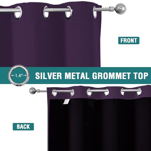100% Blackout Curtains for Bedroom 63 Inches Long 2 Panels Set (42"W x 63"L (Pack of 2) / Royal Purple)